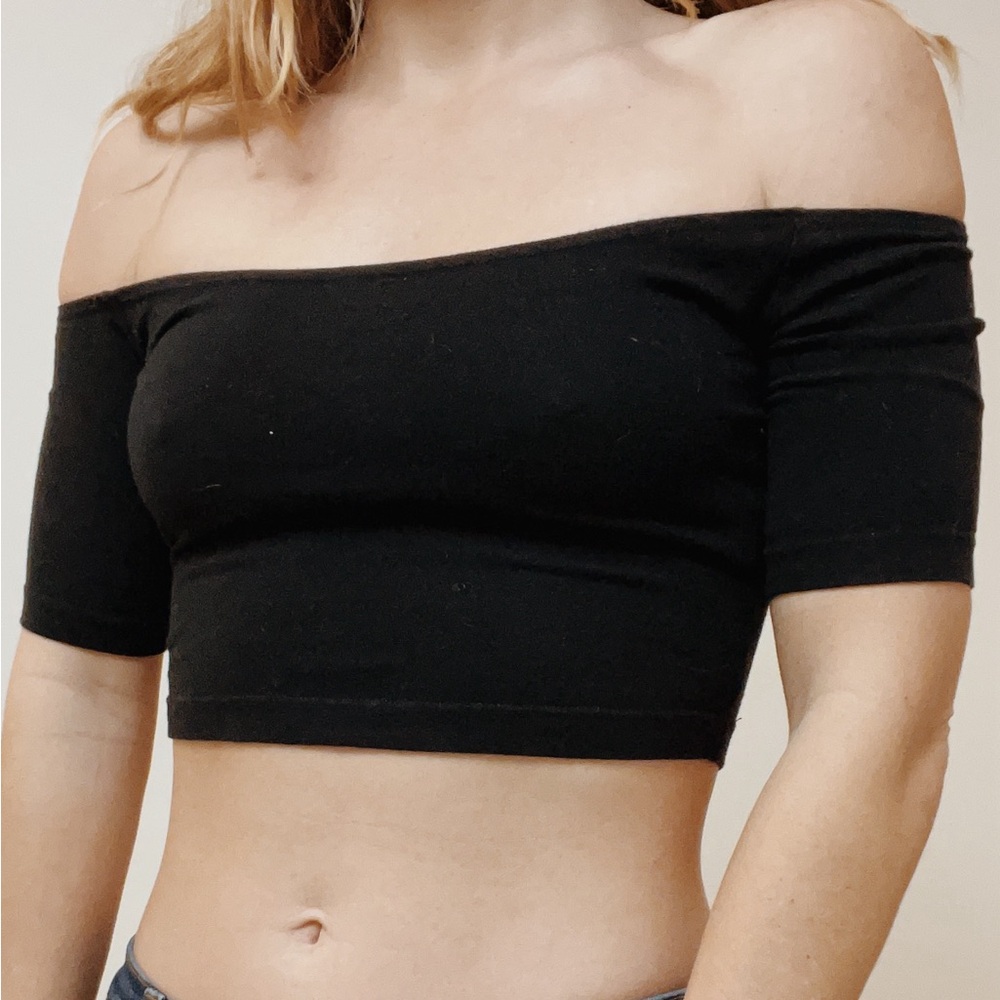 Black off the shoulder crop top